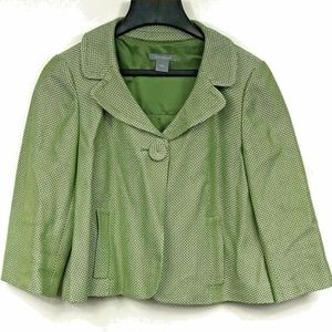Ann Taylor Blazer Cropped Swing Twill Lined 3/4 SL